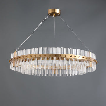 Contemporary Glass Living Room Chandelier in Brass